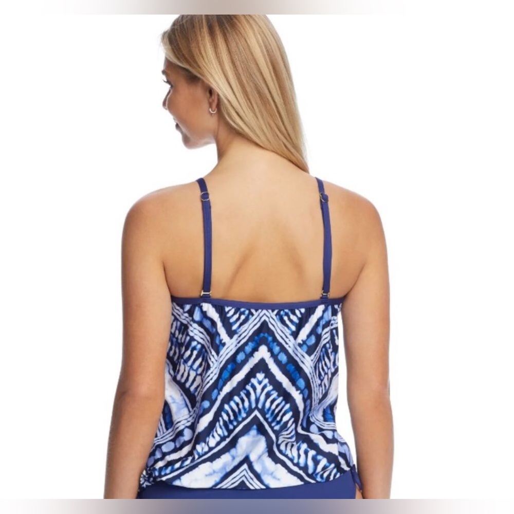 24th & Ocean Bay Breeze Underwire Blouson Tankini Top Size Medium - Picture 2 of 7